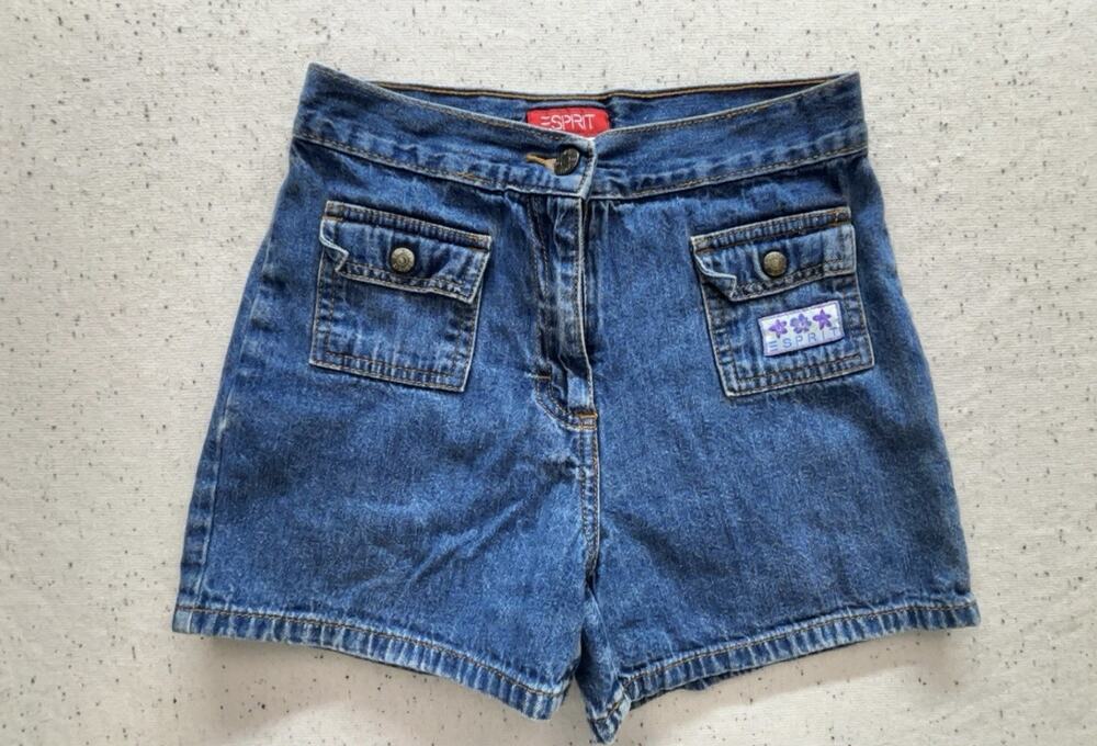 Vintage Esprit Kids Denim Shorts Size 10 Blue Jean Girls Y2K 90s Flap Pocket